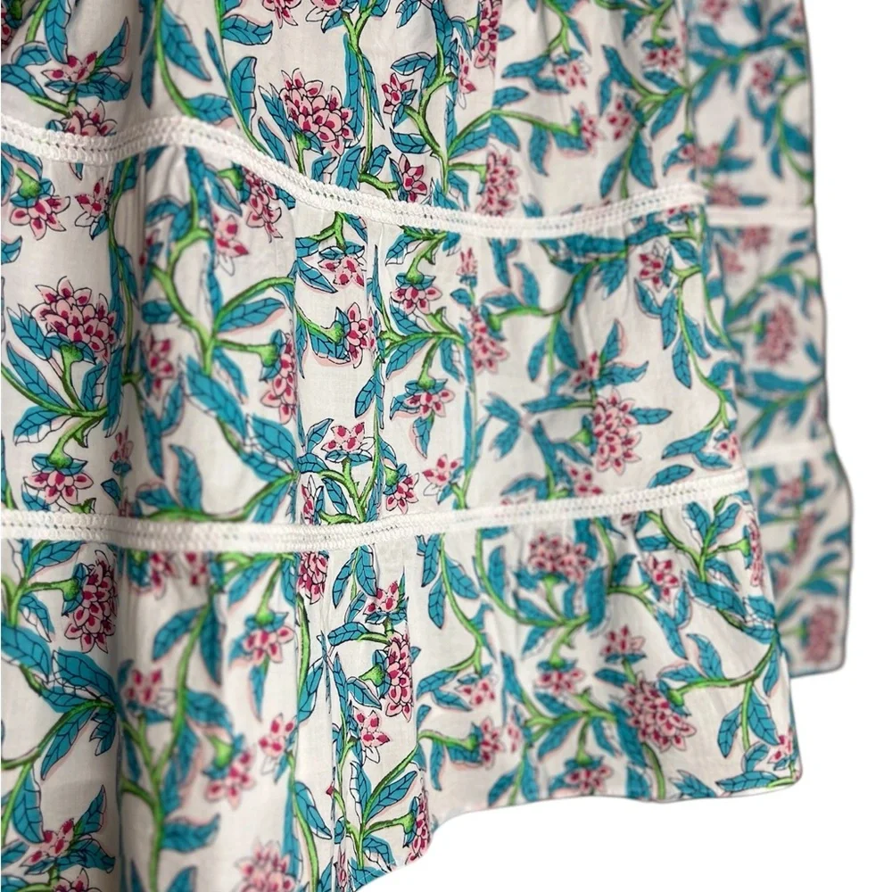 J. Crew Women’s Tiered Blue/Pink Floral Mini Skirt SZ XL